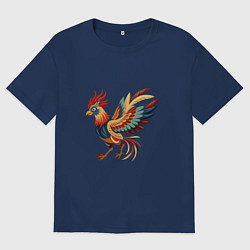Футболка оверсайз мужская Грозный петух готов к бою, цвет: тёмно-синий