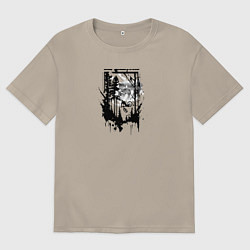 Мужская футболка оверсайз Велоромантика осенью