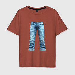 Футболка оверсайз мужская Джинсы штаны jeans, цвет: кирпичный