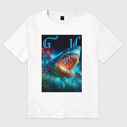 Футболка оверсайз мужская Great white space shark - ai art, цвет: белый