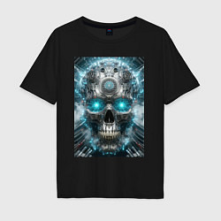 Мужская футболка оверсайз Electrified cyber skull - ai art fantasy