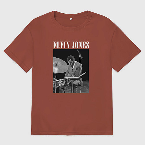 Мужская футболка оверсайз Elvin Jones великий джазовый барабанщик / Кирпичный – фото 1