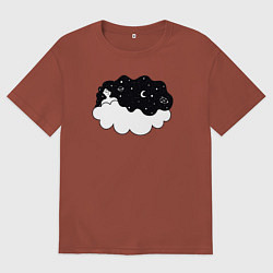 Мужская футболка оверсайз Космическая девушка на облаке