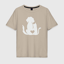 Мужская футболка оверсайз Cats and dogs love