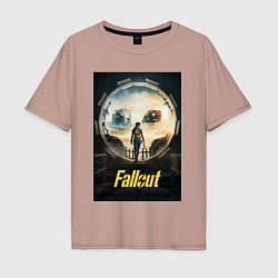Футболка оверсайз мужская Fallout - Lucy MacLean, цвет: пыльно-розовый