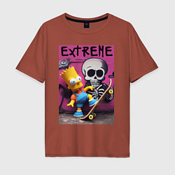 Футболка оверсайз мужская Bart Simpson and skateboard - extreme, цвет: кирпичный