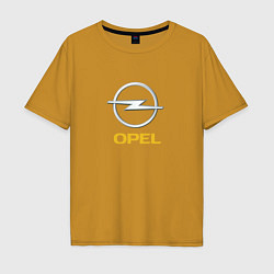 Футболка оверсайз мужская Opel авто бренд, цвет: горчичный