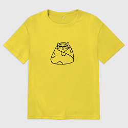 Футболка оверсайз мужская Серьезный деловой кот в пледе и очках, цвет: желтый