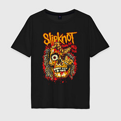 Футболка оверсайз мужская Slipknot rock band, цвет: черный