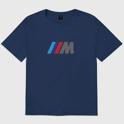 Мужская футболка оверсайз BMW logo sport / Тёмно-синий – фото 1