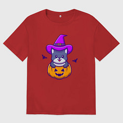 Мужская футболка оверсайз Kitty halloween