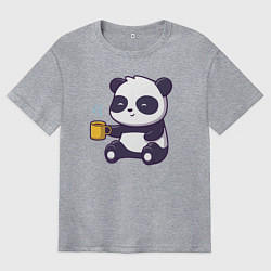 Мужская футболка оверсайз Панда с кофе