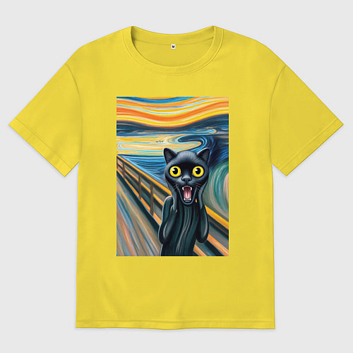 Мужская футболка оверсайз Пантера кричит - мем нейросеть / Желтый – фото 1