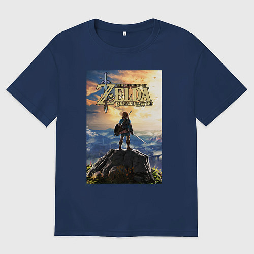 Мужская футболка оверсайз Легенда о зельде - Линк / Тёмно-синий – фото 1