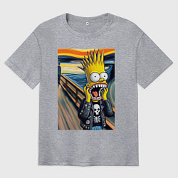 Футболка оверсайз мужская Барт Симпсон кричит - мем нейросеть, цвет: меланж