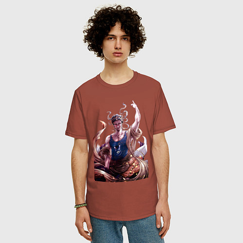 Мужская футболка оверсайз Повесть о конце света Будда / Кирпичный – фото 3