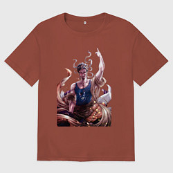 Футболка оверсайз мужская Повесть о конце света Будда, цвет: кирпичный