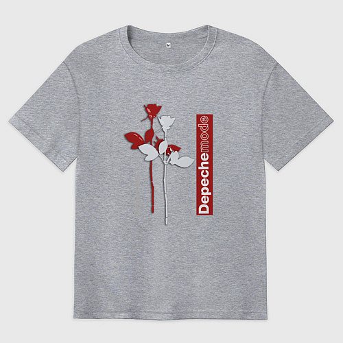Мужская футболка оверсайз Depeche Mode - Roses violator / Меланж – фото 1