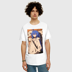 Футболка оверсайз мужская Реинкарнация безработного Рокси Мигурдия арт, цвет: белый — фото 2