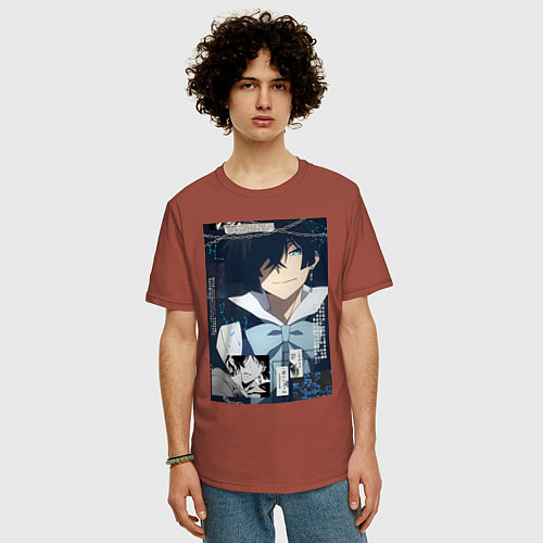 Мужская футболка оверсайз Мемуары Ванитаса Ванитас вампир / Кирпичный – фото 3