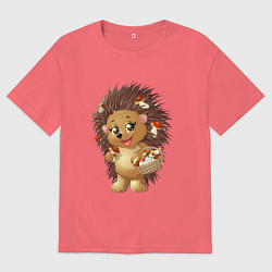 Мужская футболка оверсайз Красивый добрый ежик