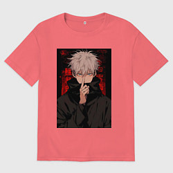 Футболка оверсайз мужская Магическая битва Тогэ Инумаки, цвет: коралловый