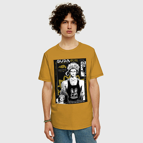 Мужская футболка оверсайз Повесть о конце света Будда бог просветления / Горчичный – фото 3