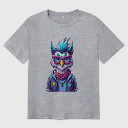 Футболка оверсайз мужская Стильная сова, цвет: меланж