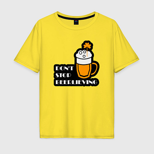Мужская футболка оверсайз Dont stop beerlieving / Желтый – фото 1