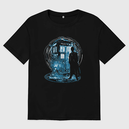 Мужская футболка оверсайз Тардис и доктор / Черный – фото 1