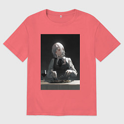 Футболка оверсайз мужская Человек-бензопила Кига Демон Голода, цвет: коралловый