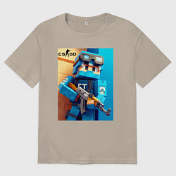 Мужская футболка оверсайз Counter Strike and Minecraft - collaboration