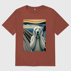 Мужская футболка оверсайз Полярный медведь кричит на картине Эдварда Мунка