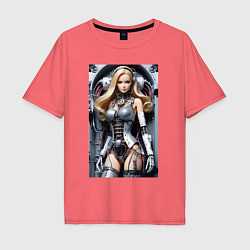 Футболка оверсайз мужская Cyber sexy Barbie - ai art fantasy, цвет: коралловый