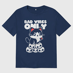 Футболка оверсайз мужская Bad vibes only, цвет: тёмно-синий
