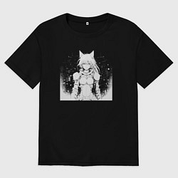 Футболка оверсайз мужская Киберпанк тян анимешная, цвет: черный