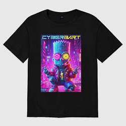 Футболка оверсайз мужская Cyber Bart in metropolis - neon glow, цвет: черный