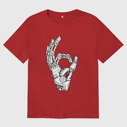 Мужская футболка оверсайз Знак Ок - робот