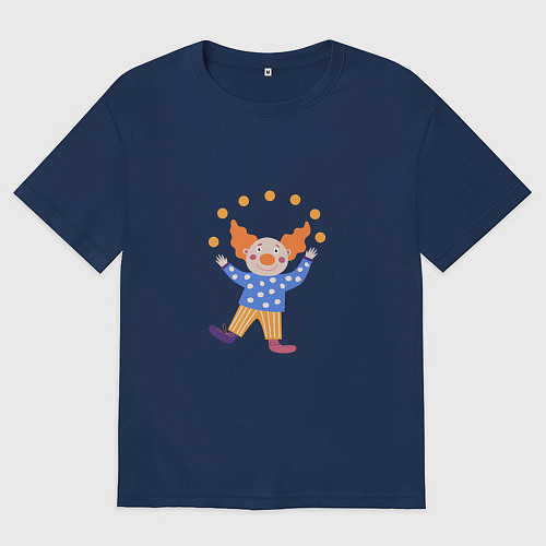 Мужская футболка оверсайз Рыжий клоун - жонглер / Тёмно-синий – фото 1