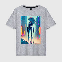 Футболка оверсайз мужская Cyber girl from future - fantasy, цвет: меланж