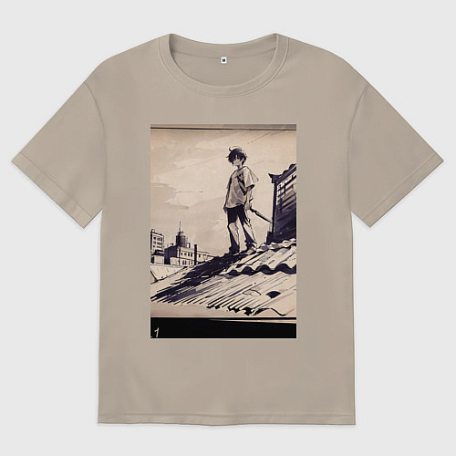 Мужская футболка оверсайз 17-years-old kid on the roof / Миндальный – фото 1