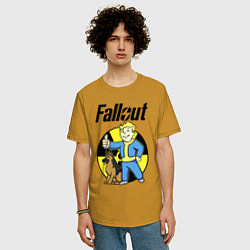 Футболка оверсайз мужская Vault boy and dog, цвет: горчичный — фото 2