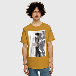 Футболка оверсайз мужская Всеведущий читатель Ким Докча, цвет: горчичный — фото 2