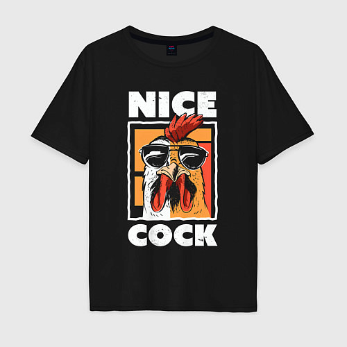 Мужская футболка оверсайз Nice cock / Черный – фото 1