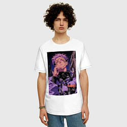 Футболка оверсайз мужская Магическая битва Юдзи Итадори токио, цвет: белый — фото 2