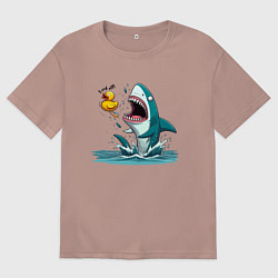 Мужская футболка оверсайз Утёнок кричит акуле - отвали