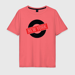 Футболка оверсайз мужская USA NY, цвет: коралловый