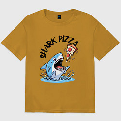 Футболка оверсайз мужская Shark pizza - ai art fantasy, цвет: горчичный