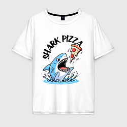 Футболка оверсайз мужская Shark pizza - ai art fantasy, цвет: белый