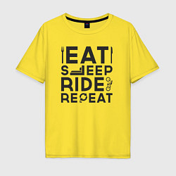 Футболка оверсайз мужская Eat sleep ride repeat, цвет: желтый